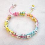 Rainbow Friendship Bracelet With Silver Beads..