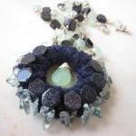 Night Sky Gemstone Statement Necklace With Blue..