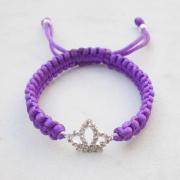 Crown bracelet purple friendship bracelet rhinestone stack jewelry