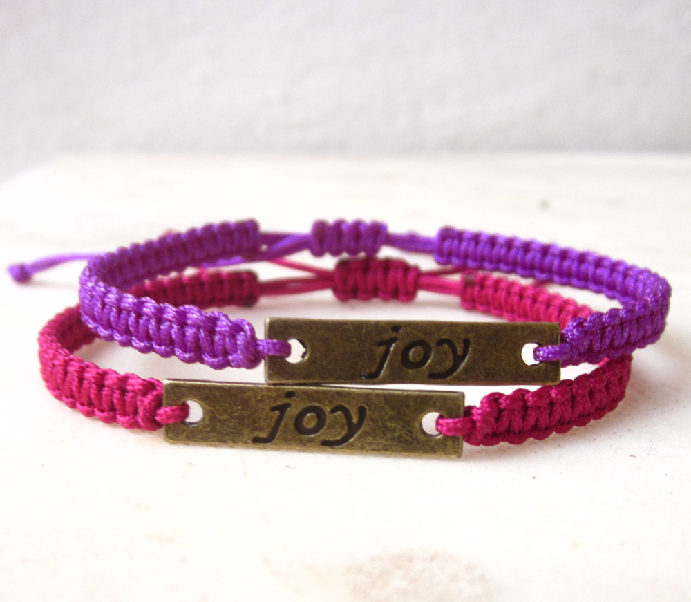 Joy Tag Friendship Bracelet Macrame Inspiration Jewelry Made To Order In Your Desired Color