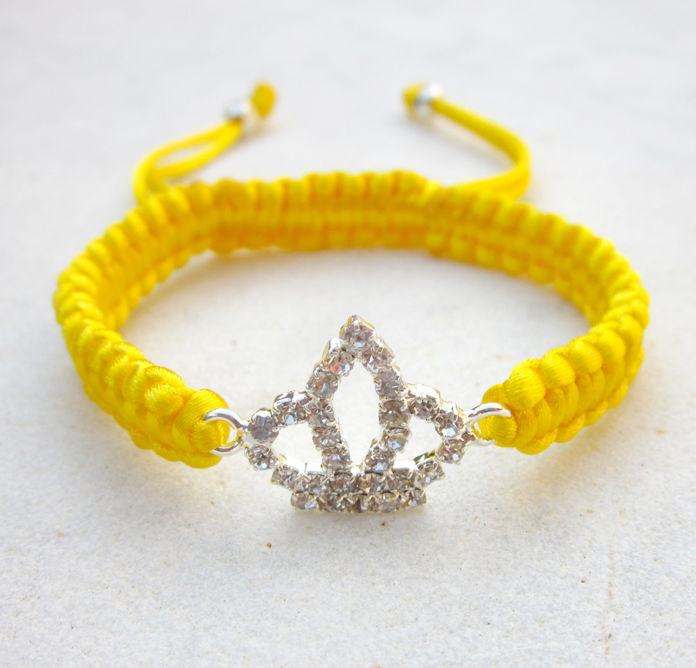 Crown Bracelet Yellow Friendship Bracelet Rhinestone Stack Jewelry