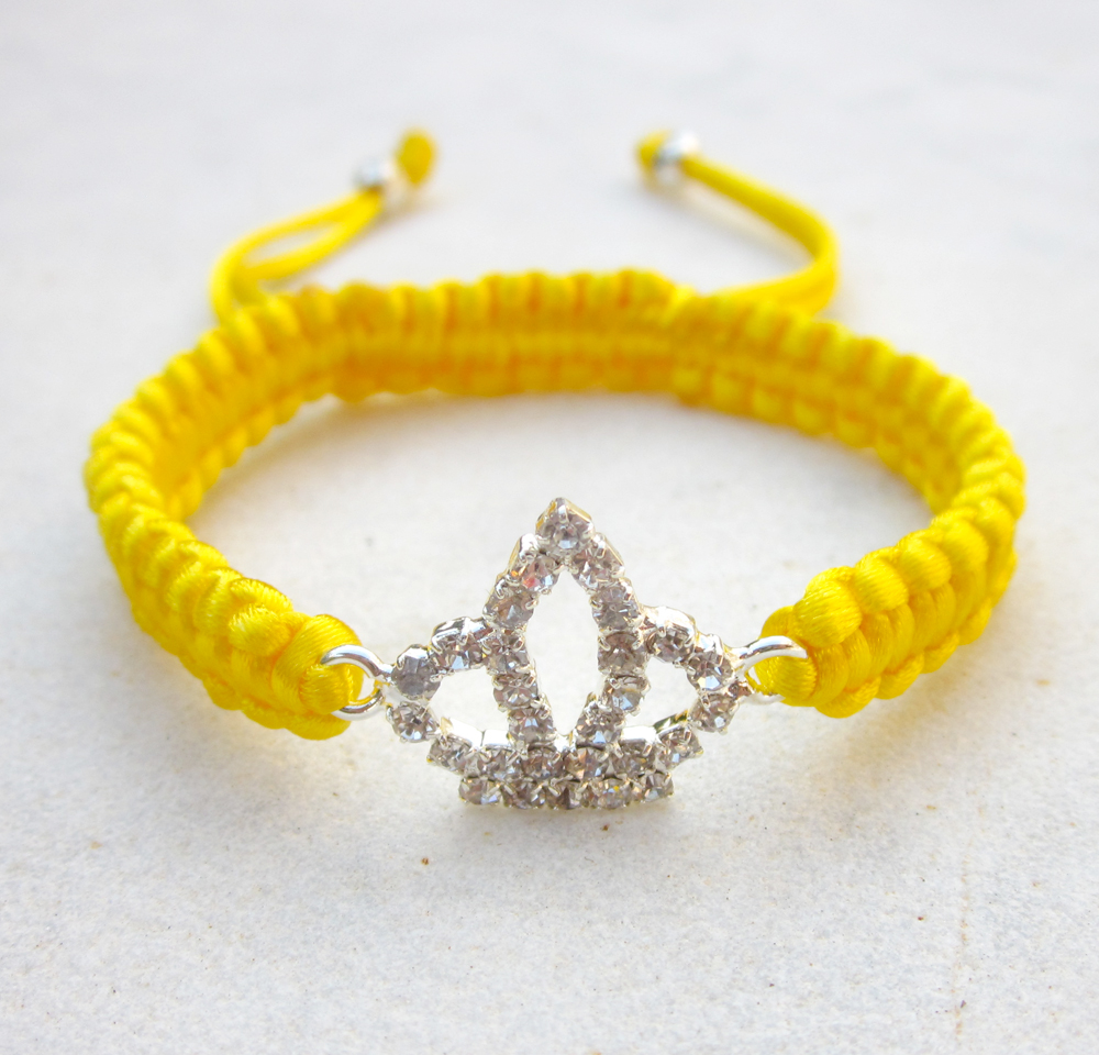 Crown Bracelet Yellow Friendship Bracelet Rhinestone Stack Jewelry on